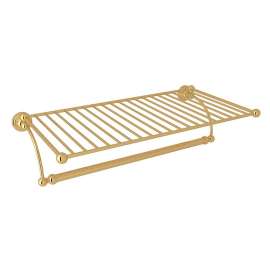 Wall Mount Hotel Style Towel Shelf in English Gold