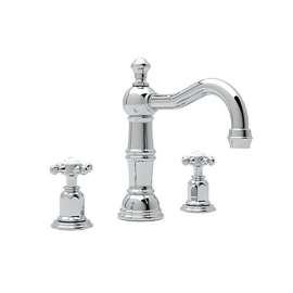 Perrin and Rowe Widespread Bathroom Faucet And Metal Cross Handles