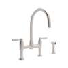 Perrin and Rowe U.4273LS-STN-2 Bridge Kitchen Faucet in Satin Nickel