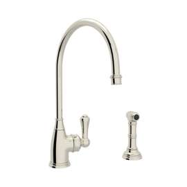 Perrin and Rowe U.4702PN-2 Kitchen Faucet and Metal Lever Handle in Polished Nickel