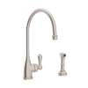 Perrin and Rowe U.4702STN-2 Kitchen Faucet and Metal Lever Handle in Satin Nickel