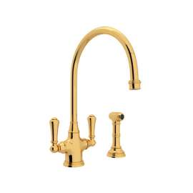 Perrin and Rowe U.4710IB-2 Kitchen Faucet in English Gold