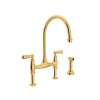 Perrin and Rowe U.4719L-IB-2 Bridge Kitchen Faucet in English Gold