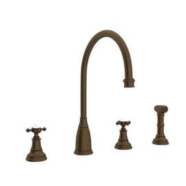 Perrin and Rowe U.4735X-EB-2 Widespread Kitchen Faucet in English Bronze
