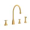 Perrin and Rowe U.4735X-IB-2 Widespread Kitchen Faucet and Metal Cross Handles in English Gold