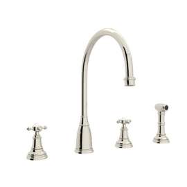 Perrin and Rowe U.4735X-PN-2 Widespread Kitchen Faucet in Polished Nickel