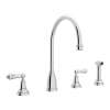 Perrin and Rowe U.4736L-APC-2 Widespread Kitchen Faucet in Polished Chrome
