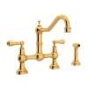 Perrin and Rowe U.4756L-IB-2 Bridge Kitchen Faucet in English Gold