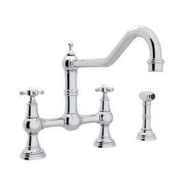 U.4763X-2 Perrin and Rowe Bridge Kitchen Faucet and Metal Cross Handles