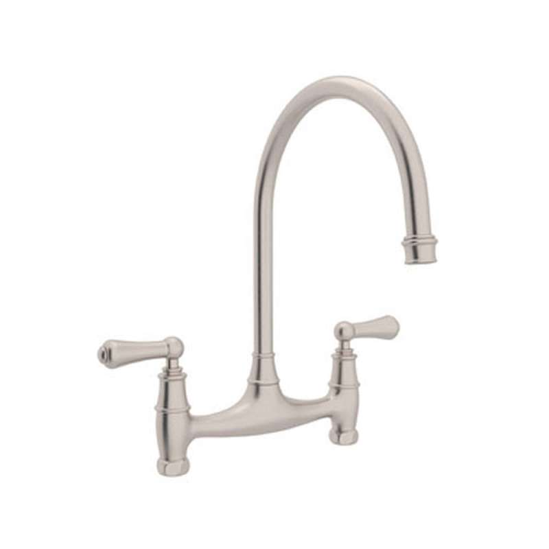 Rohl Perrin And Rowe High Arc Bridge Kitchen Faucet Satin Nickel