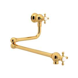 Perrin and Rowe U.4798X-IB-2 Wall Mounted Pot Filler in English Gold