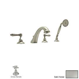 Roman Tub Faucet and Single Function Hand Shower in Satin Nickel