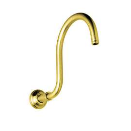 12in Wall Mounted Hooked Shower Arm in Inca Brass