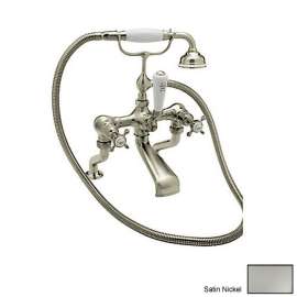 Deck Mount Exposed Tub Filler Faucet in Satin Nickel