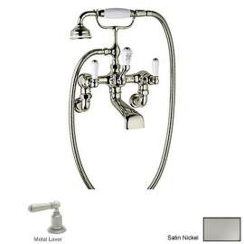 Perrin and Rowe U.3510L/1-STN Wall Mount Exposed Tub Filler Faucet in Satin Nickel