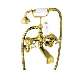 Wall Mount Tub Filler Faucet in English Gold
