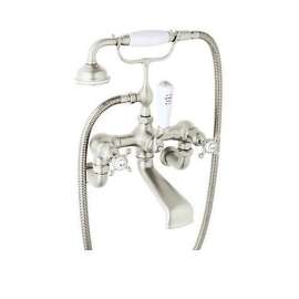 Wall Mount Tub Filler Faucet in Polished Nickel