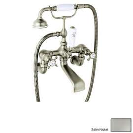 Wall Mount Tub Filler Faucet in Satin Nickel