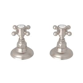 Italian Country Bath A7422XMSTN 3/4-in Hot and Cold Sidevalves Set with Cross Handle in Satin Nickel