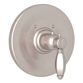 Thermostatic Trim Plate with Hex Metal Lever and without Volume Control in Satin Nickel