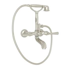 Exposed Tub Set with Metal Lever Handshower in Polished Nickel