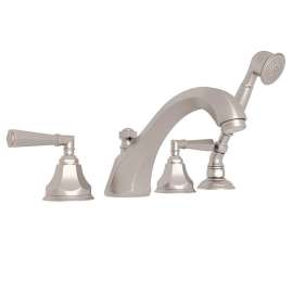 Palladian A1904LMSTN 4-Hole Deck Mount Tub Filler with Metal Lever Handshower in Satin Nickel