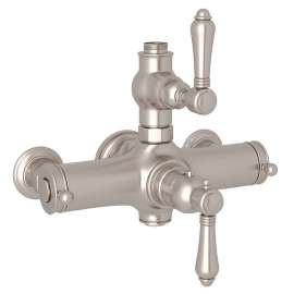 Italian Bath Exposed Thermostatic Valve with Metal Lever in Satin Nickel