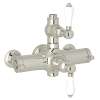 Italian Bath Exposed Thermostatic Valve with White Porcelain Lever in Polished Nickel