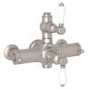 Italian Bath Exposed Thermostatic Valve with White Porcelain Lever in Satin Nickel
