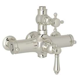 Italian Bath Exposed Thermostatic Valve with Cross Handle in Polished Nickel