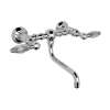 Wall Mount Bridge Lavatory Faucet with Crystal Levers and Low Swinging Spout in Polished Chrome