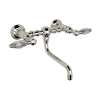 Wall Mount Bridge Lavatory Faucet with Crystal Levers and Low Swinging Spout in Polished Nickel