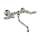 Wall Mount Bridge Lavatory Faucet with Crystal Levers and Low Swinging Spout in Polished Nickel