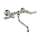 Wall Mount Bridge Lavatory Faucet with Metal Levers and Low Swinging Spout in Polished Nickel
