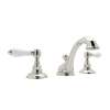 C-Spout Widespread Lavatory Faucet with Porcelain Lever Pop-Up in Polished Nickel