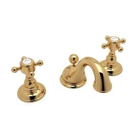 Viaggio A1408XMIB-2 C-Spout Widespread Lavatory Faucet with Cross Handles Pop-Up in Italian Brass