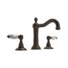 Column Spout Widespread Lavatory Faucet with Crystal Levers Pop-Up in Tuscan Brass