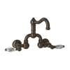 Wall Mount Bridge Lavatory Faucet with Crystal Levers Pop-Up and Column Spout in Tuscan Brass