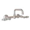 Wall Mount Bridge Lavatory Faucet with Crystal Levers and High Swinging Spout in Satin Nickel