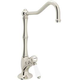 Column Spout Filter Faucet With Mini Porcelain Lever Handle In Polished Nickel