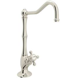 Column Spout Filter Faucet With Mini Cross Handle In Polished Nickel