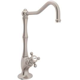 Column Spout Filter Faucet With Mini Cross Handle In Satin Nickel
