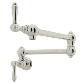 Wall Mount Swing Arm Pot Filler With Metal Lever Handle In Polished Nickel