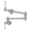 Wall Mount Swing Arm Pot Filler With Porcelain Lever Handle In Satin Nickel