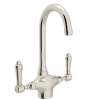 C-Spout Bar/Food Prep Faucet With Metal Lever Handle In Polished Nickel