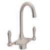 C-Spout Bar/Food Prep Faucet With Metal Lever Handle In Satin Nickel