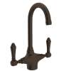 C-Spout Bar/Food Prep Faucet With Metal Lever Handle In Tuscan Brass
