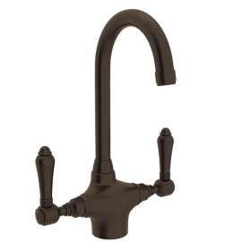 C-Spout Bar/Food Prep Faucet With Metal Lever Handle In Tuscan Brass