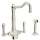 Single Hole C-Spout Kitchen Faucet With Metal Lever Sidespray In Polished Nickel