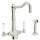 Single Hole Column Spout Kitchen Faucet With Porcelain Lever Sidespray In Polished Nickel